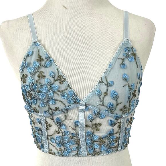 Shein Other - Women Sheer Lace Brami Bralette Wireless Fairy Princess Lingerie Blue Size Small